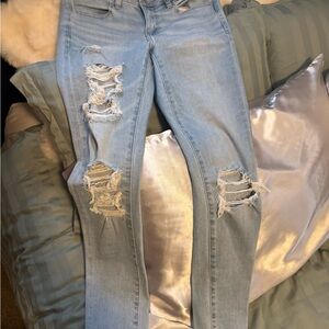 American Eagle Outfitters Light Wash Distressed Jeggings